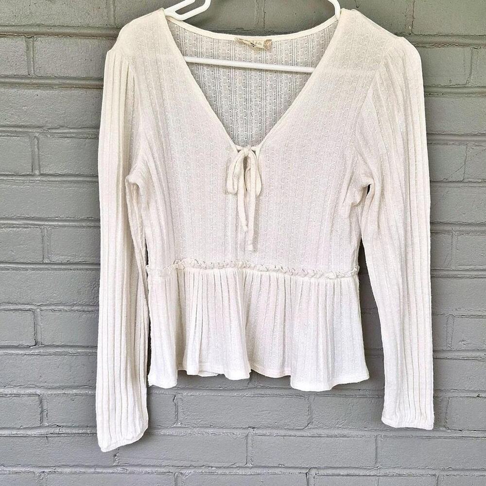 Altar'd state cream ribbed peplum top